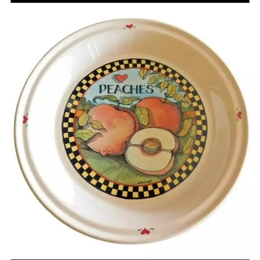 Vintage Susan Winget Peaches Pie Dish Farmhouse Certified International Corp ‘93